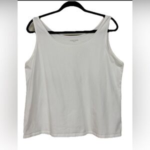 Eileen Fisher Sz XL 90% Organic Cotton Cream Scoop Neck Tank Made in USA